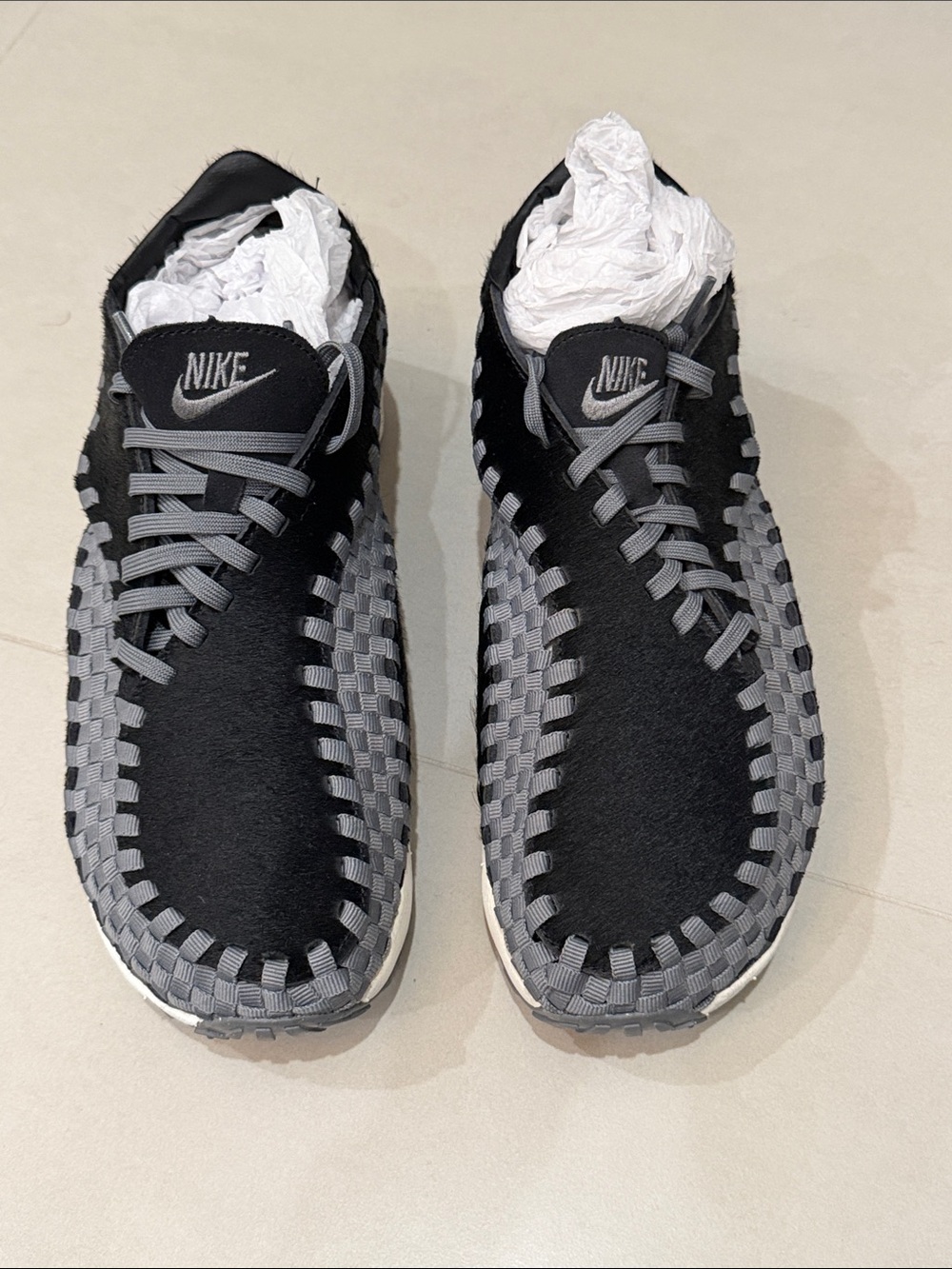 Nike Black & Gray Woven Slip-On Sneakers